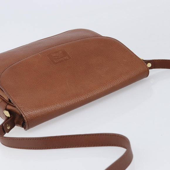 Burberrys Shoulder Bag Leather Brown Gold Tone Auth 204636