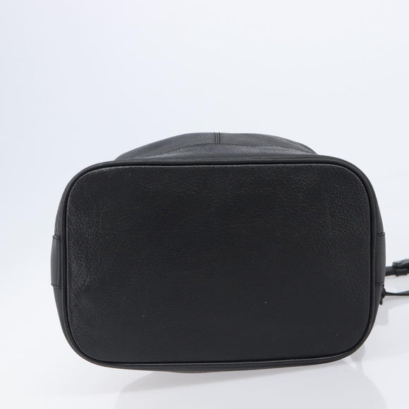 Burberrys Shoulder Bag Leather Black Gold Tone Auth 204637A