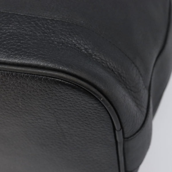 Burberrys Shoulder Bag Leather Black Gold Tone Auth 204637A