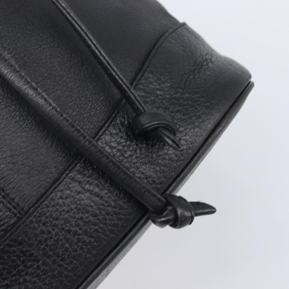 Burberrys Shoulder Bag Leather Black Gold Tone Auth 204637A