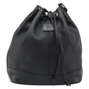 Burberrys Shoulder Bag Leather Black Gold Tone Auth 204637A-2