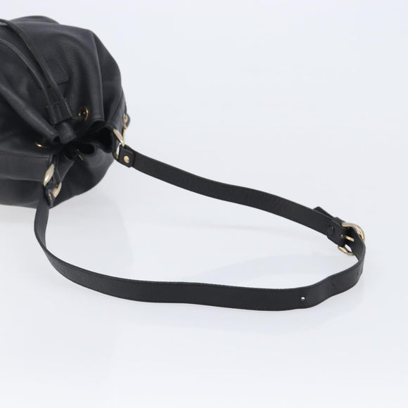 Burberrys Shoulder Bag Leather Black Gold Tone Auth 204637A