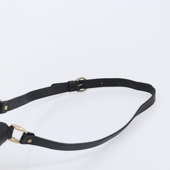 Burberrys Shoulder Bag Leather Black Gold Tone Auth 204637A