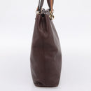 CHANEL Tote Bag Leather Brown Gold Tone CC Auth 204638V-3