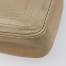 CHANEL Chain Shoulder Bag Leather Beige Gold Tone CC Auth 204639A-15