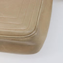 CHANEL Chain Shoulder Bag Leather Beige Gold Tone CC Auth 204639A-17