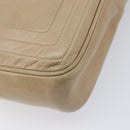 CHANEL Chain Shoulder Bag Leather Beige Gold Tone CC Auth 204639A-18