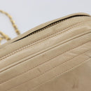 CHANEL Chain Shoulder Bag Leather Beige Gold Tone CC Auth 204639A-20