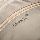 CHANEL Chain Shoulder Bag Leather Beige Gold Tone CC Auth 204639A-22
