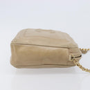 CHANEL Chain Shoulder Bag Leather Beige Gold Tone CC Auth 204639A-3