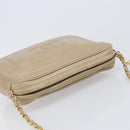 CHANEL Chain Shoulder Bag Leather Beige Gold Tone CC Auth 204639A-6
