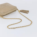 CHANEL Chain Shoulder Bag Leather Beige Gold Tone CC Auth 204639A-7