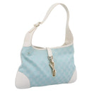 GUCCI GG Canvas Jackie Shoulder Bag Light Blue Gold Tone 001 4057 Auth 204640V-1