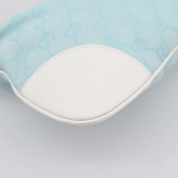 GUCCI GG Canvas Jackie Shoulder Bag Light Blue Gold Tone 001 4057 Auth 204640V