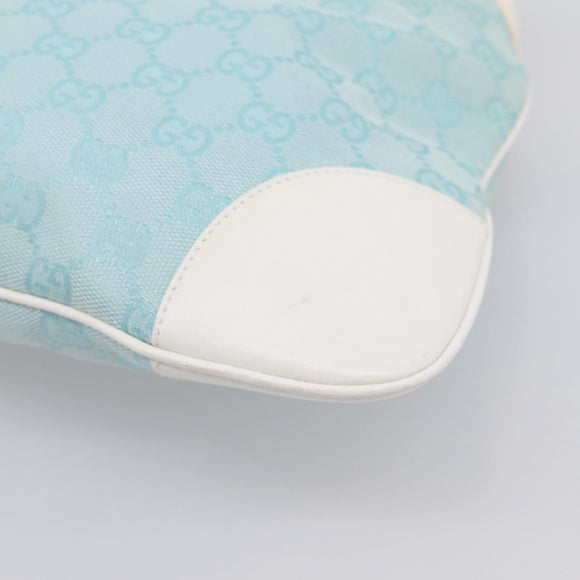 GUCCI GG Canvas Jackie Shoulder Bag Light Blue Gold Tone 001 4057 Auth 204640V
