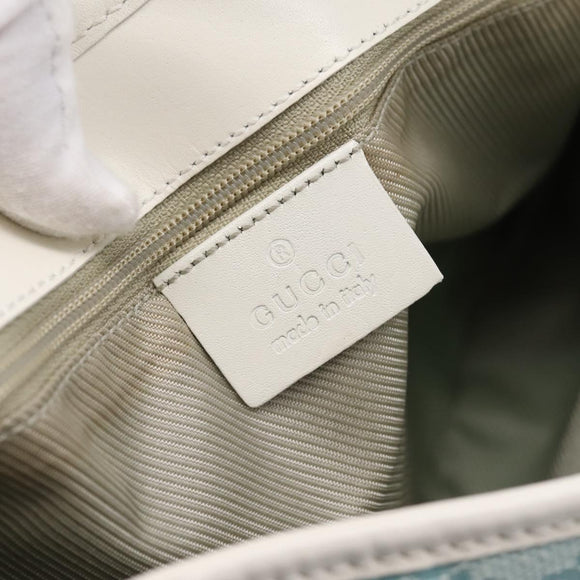 GUCCI GG Canvas Jackie Shoulder Bag Light Blue Gold Tone 001 4057 Auth 204640V