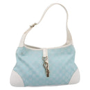 GUCCI GG Canvas Jackie Shoulder Bag Light Blue Gold Tone 001 4057 Auth 204640V-2