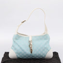 GUCCI GG Canvas Jackie Shoulder Bag Light Blue Gold Tone 001 4057 Auth 204640V-25