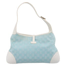 GUCCI GG Canvas Jackie Shoulder Bag Light Blue Gold Tone 001 4057 Auth 204640V-3