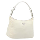 PRADA Shoulder Bag Nylon Ivory Silver Auth 204641A-1