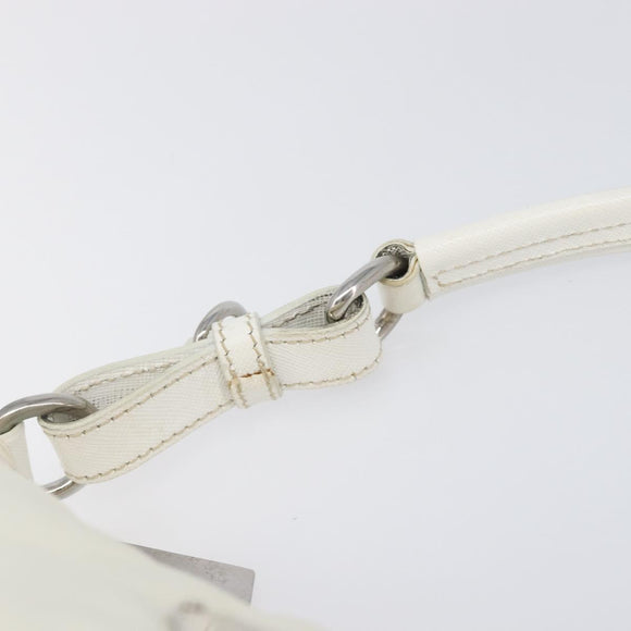 PRADA Shoulder Bag Nylon Ivory Silver Auth 204641A