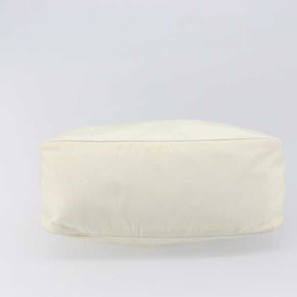 PRADA Shoulder Bag Nylon Ivory Silver Auth 204641A