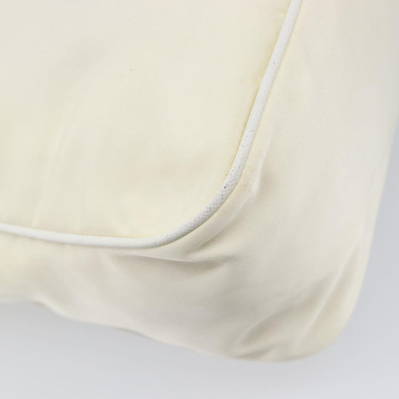 PRADA Shoulder Bag Nylon Ivory Silver Auth 204641A