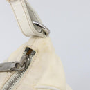 PRADA Shoulder Bag Nylon Ivory Silver Auth 204641A-23