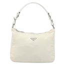PRADA Shoulder Bag Nylon Ivory Silver Auth 204641A-13