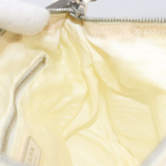 PRADA Shoulder Bag Nylon Ivory Silver Auth 204641A