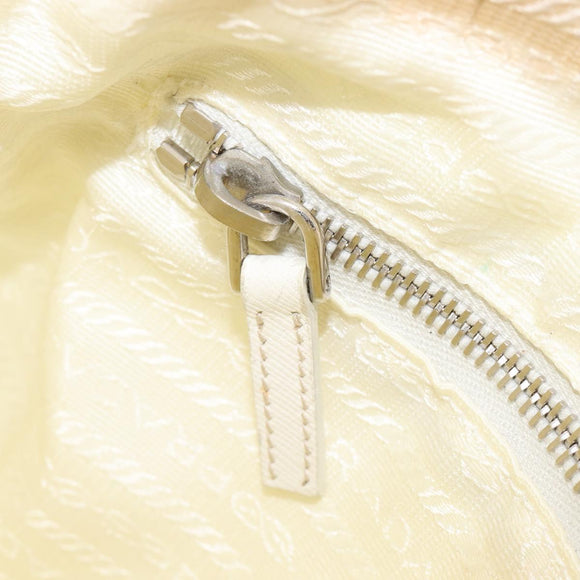 PRADA Shoulder Bag Nylon Ivory Silver Auth 204641A