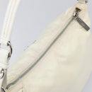 PRADA Shoulder Bag Nylon Ivory Silver Auth 204641A-14