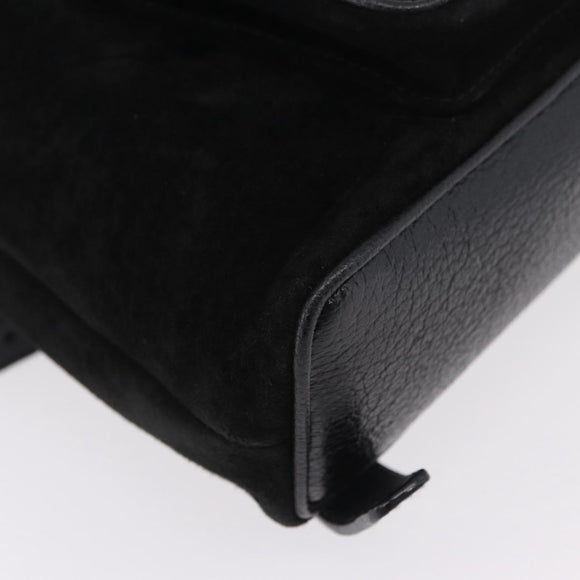 GUCCI Bamboo Backpack Suede Black Gold Tone 003 1705 0030 Auth 204642A