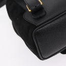 GUCCI Bamboo Backpack Suede Black Gold Tone 003 1705 0030 Auth 204642A-14