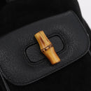 GUCCI Bamboo Backpack Suede Black Gold Tone 003 1705 0030 Auth 204642A-16