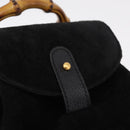 GUCCI Bamboo Backpack Suede Black Gold Tone 003 1705 0030 Auth 204642A-17
