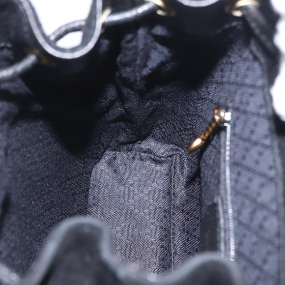 GUCCI Bamboo Backpack Suede Black Gold Tone 003 1705 0030 Auth 204642A