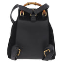 GUCCI Bamboo Backpack Suede Black Gold Tone 003 1705 0030 Auth 204642A-3