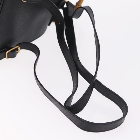 GUCCI Bamboo Backpack Suede Black Gold Tone 003 1705 0030 Auth 204642A