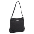 GUCCI GG Canvas Shoulder Bag Outlet Black Silver 196140 Auth 204643V-1
