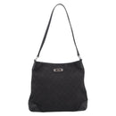 GUCCI GG Canvas Shoulder Bag Outlet Black Silver 196140 Auth 204643V-13
