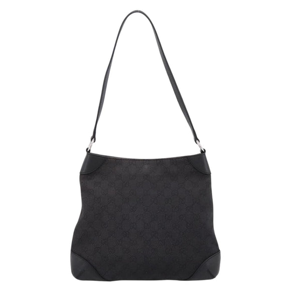 GUCCI GG Canvas Shoulder Bag Outlet Black Silver 196140 Auth 204643V