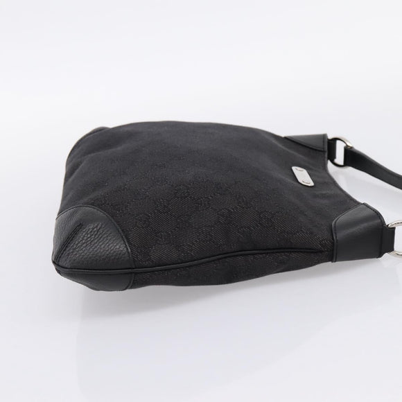 GUCCI GG Canvas Shoulder Bag Outlet Black Silver 196140 Auth 204643V