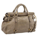 Miu Miu Vitellolux Hand Bag Leather 2way Beige Gold Tone Auth 204644V-1