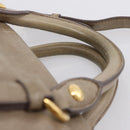 Miu Miu Vitellolux Hand Bag Leather 2way Beige Gold Tone Auth 204644V-16