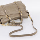 Miu Miu Vitellolux Hand Bag Leather 2way Beige Gold Tone Auth 204644V-9