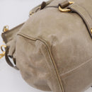 Miu Miu Vitellolux Hand Bag Leather 2way Beige Gold Tone Auth 204644V-21