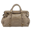 Miu Miu Vitellolux Hand Bag Leather 2way Beige Gold Tone Auth 204644V-13