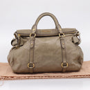 Miu Miu Vitellolux Hand Bag Leather 2way Beige Gold Tone Auth 204644V-12
