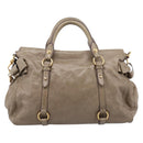Miu Miu Vitellolux Hand Bag Leather 2way Beige Gold Tone Auth 204644V-2